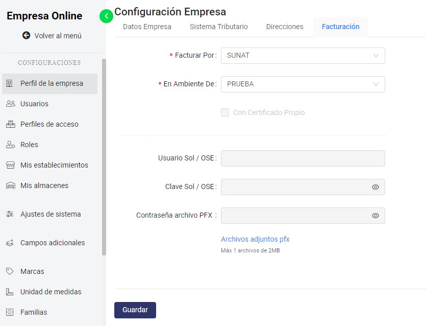 Configuración Empresa Soporte Contasiscorp 7414