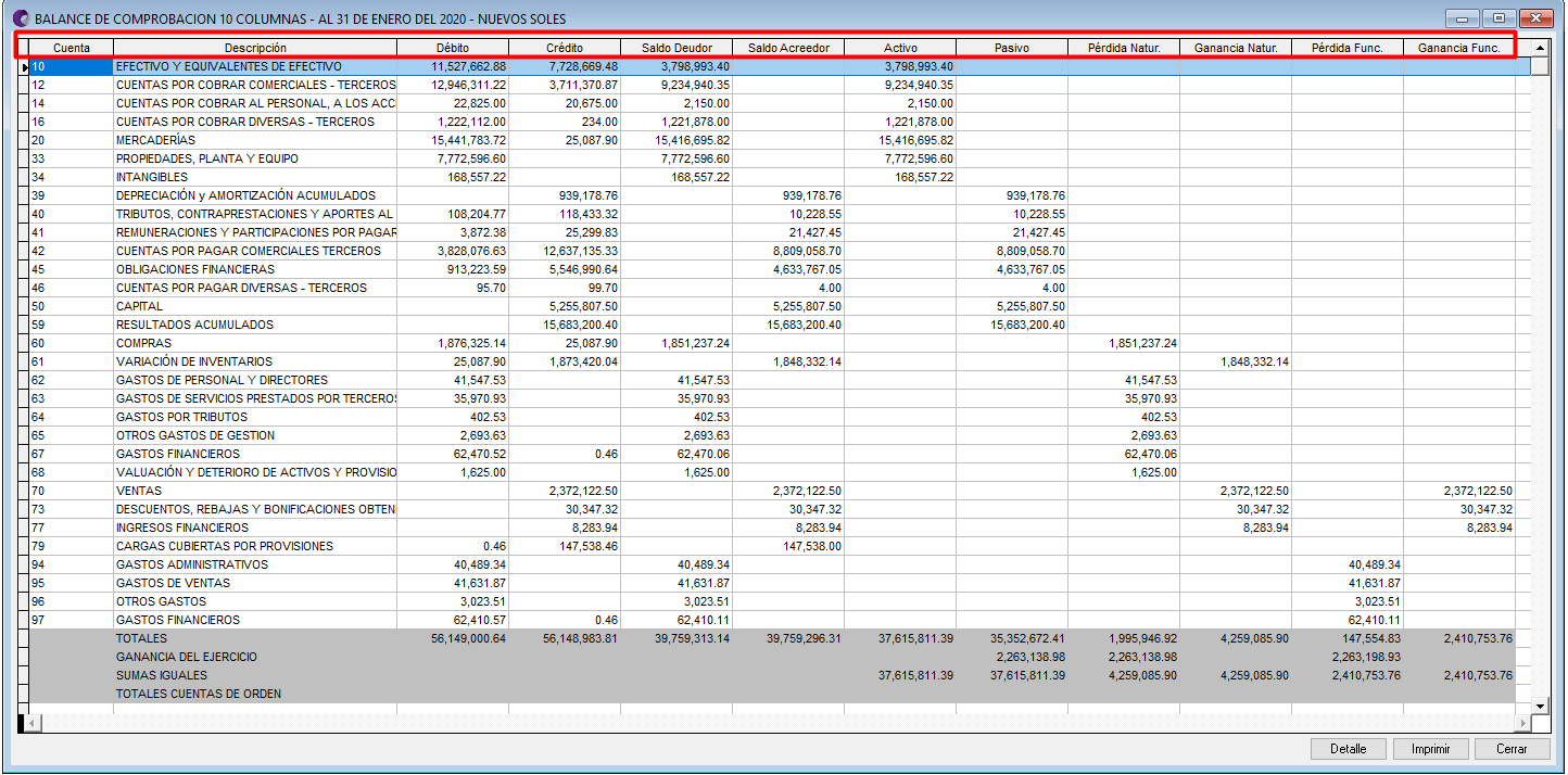 Balance De Comprobacion 10 Columnas Soporte Contasiscorp