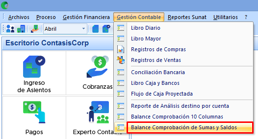 Balance Comprobacion Sumas Y Saldos Soporte Contasiscorp